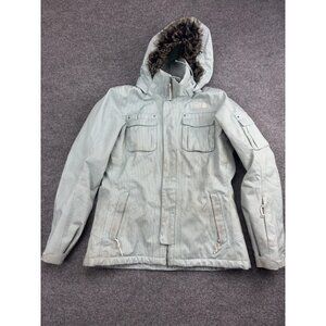 North Face Jacket Womens Large Hyvent Hooded Faux Fur Insulated Winter Coat